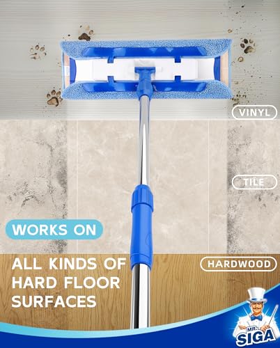 MR.SIGA Professional Microfiber Mop for Hardwood, Laminate Floor Cleaning - color: Blue