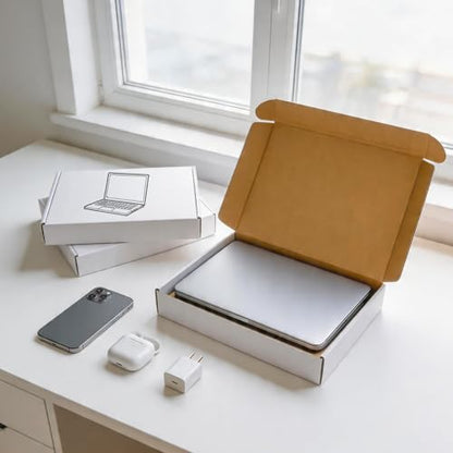 Fishat 13" x 10" x 2" White Corrugated Cardboard Shipping Boxes Set of 25, - size: 13" x 10" x 2"