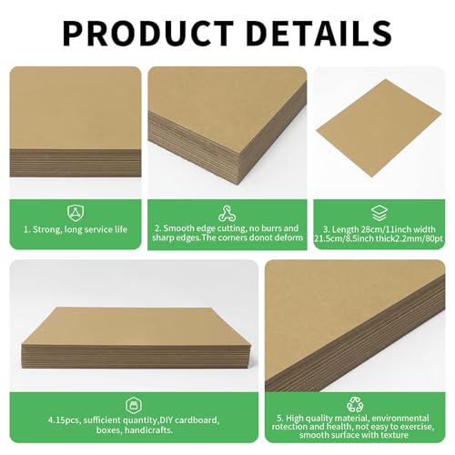 Chipboard Sheets 8.5"x 11" -15 Sheets, 80 PT Book Binding, Scrapbooking, Art Projects, and Packaging (Brown 15PCS) - color: brown 80PT- 15Sheet