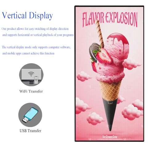 P5 Outdoor 65"x34" LED Sign Programmable Digital Board -High-Res Scrolling Display, USB and WiFi Control, Custom Images & Video for Business