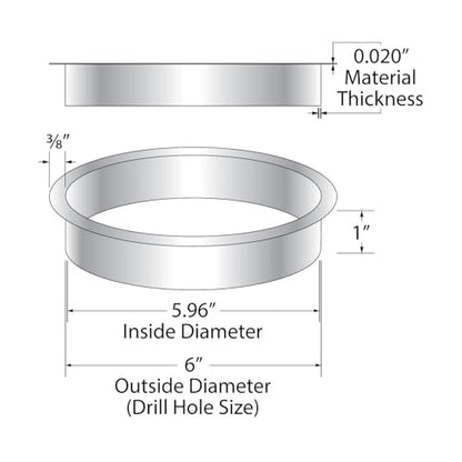 OUTWATER 6" (Nominal) Diameter x 1" Height 304 Polished Stainless Steel Trash Grommets for Countertop Inserted Trash - size: 6in. Dia x 1in. H