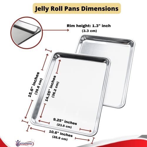 KITCHENATICS Jelly Roll Baking Pan Aluminum Nonstick Warp Free Set of 2 - size: 10.6" x 15.6" Jelly Roll Pans - 2 PCS