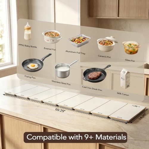 Electric Warming Tray for Buffet Party: 8 in 1 White Food Warmer Glass Top - color: 8-white