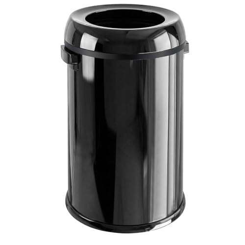 Garvee 17 Gal/65 L Round Trash Can, Stainless Steel Open Top Garbage Can for Kitchen, Heavy Duty Commercial Trash Bin for Restaurant Home Office, Gloss Black - color: Gloss Black, size: 17 Gallon Open Top