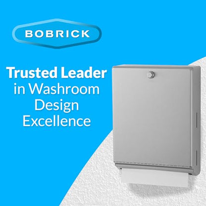 Bobrick B-2620 Surface Mounted Paper Towel Dispenser - Stainless Steel Commercial Bathroom Towel Dispenser with Knob-Latch 400 C-Fold or 525 Multifold Capacity - size: 14", style: Knob-Latch