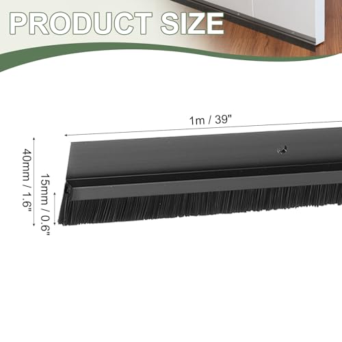Door Sweep Aluminum Alloy Brush Sweeps Black - color: Black, size: 0.6 Inch