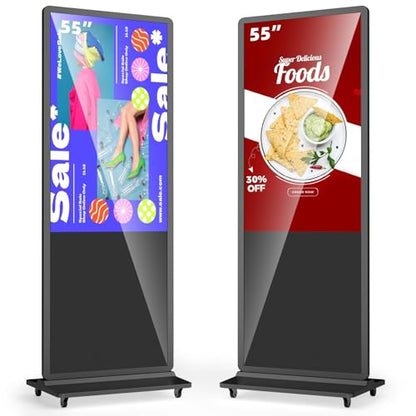 4K LCD Touchscreen Digital Signage Display, Indoor Floor Standing Advertising Kiosk, Commercial Digital Signage Player, HDMI WiFi Bluetooth Input Auto AD Player (55" NonTOUCH) - size: 55" NonTOUCH
