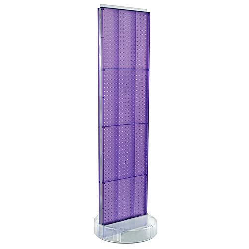 Azar Displays 700780 TWO-SIDED PEGBOARD FLOOR DISPLAY W/C-CHANNEL SIDES ON REVOLVING ROUND STUDIO BASE. PANEL SIZE: 16"W X 60"H, (Purple Fusion) - color: Purple