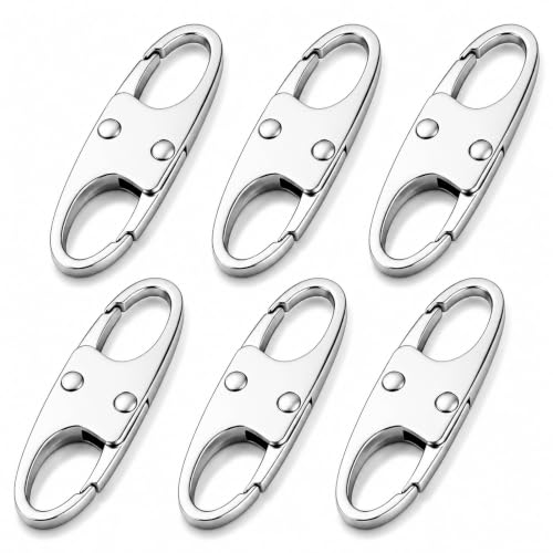 AgePlace 6 Pack Zipper Clips Anti Theft, Double Opening Zipper Lock for Backpacks & Luggage, Zinc Alloy Zipper Pull Replacement, Small Carabiner Clip for Purses, Crossbody Bags & Travel Essentials - color: Silver