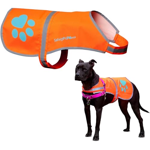 Blaze Orange Dog Vest. Reflective High Visibility in Hunting & Wooded Areas - size: X-Large