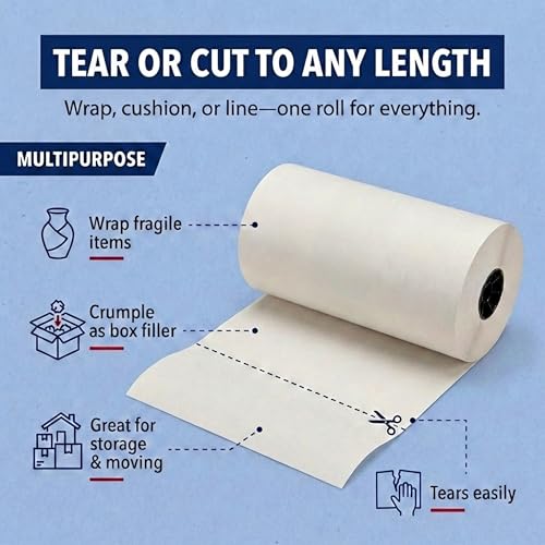 BOX USA White Newsprint Paper Roll 15x17280" (1440'), Recycled for Packing - size: 15"