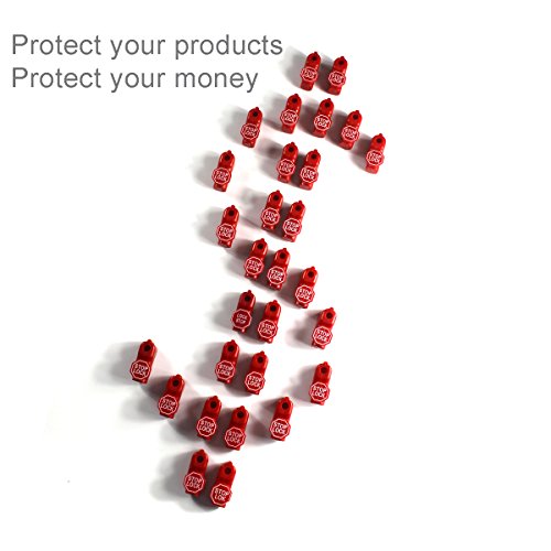 BETERTEK Peg Hook Stop Lock for Prevent The Sweep Theft of Displayed Products on A Wire Peg, Plastic Red 6mm Security Lock, Retail Shop Anti-Theft Display Slatwall Red Stop Lock, 50 Pcs