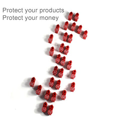BETERTEK Peg Hook Stop Lock for Prevent The Sweep Theft of Displayed Products on A Wire Peg, Plastic Red 6mm Security Lock, Retail Shop Anti-Theft Display Slatwall Red Stop Lock, 50 Pcs