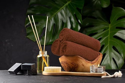 Salon Towels – Pack of 24 (16"x27") 100% Cotton Ring Spun – Ultra Soft, Highly Absorbent Hand Towels – Bulk for Spa, Gym & Salon (Dark Brown) - color: Dark Brown