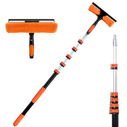 26FT Window Washing Kit, Squeegee with Telescopic Extension Pole - size: 5-20FT