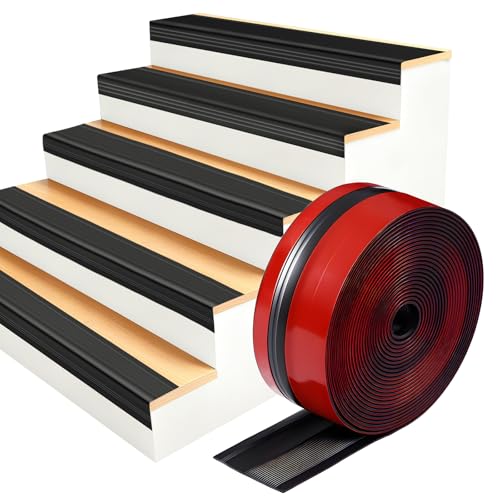 Stair Edge Protector, 24Ft Pre-Angled L-Shaped Stair Nosing with Self-Adhesive, Rubber Trim for Indoor/Outdoor Home & RV Steps - size: 24 FT
