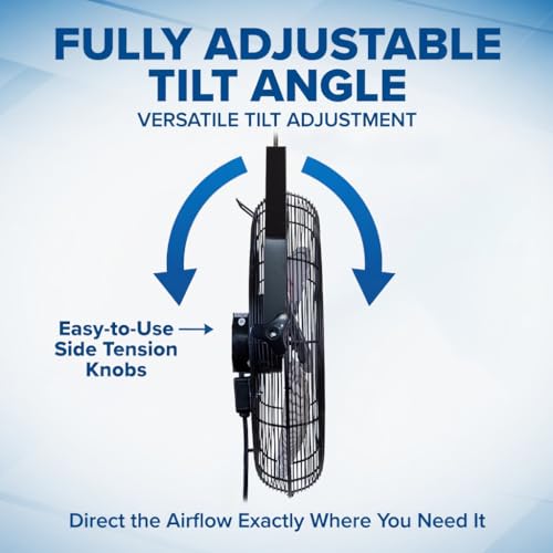 iLiving 18 Inch Wall Mount Fan, 4550 CFM High Velocity Metal Fan with 3 Speeds, Sealed Motor & 360° Tilt, Heavy Duty Wall/Ceiling Mount Fan for Garage, Warehouse, Barn, Greenhouse, Workshop - size: 18 Inches