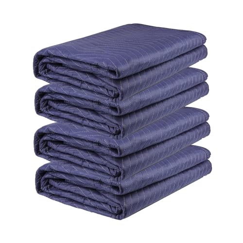 4 Pack Moving Blankets Heavy Duty 80"x72" Quilted Packing Blankets for Moving Furniture Padded Shipping Furniture Mover Blue - size: 4pack