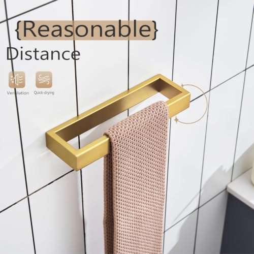 KOKOSIRI Towel Ring Brushed Gold Hand Towel Holder 9 Inch Kitchen Towel Hanger Rack Stainless Steel Bathroom Hardware Wall Mounted, 1 Pack B4008BG-L9 - color: Brushed Gold, size: 1 Pack