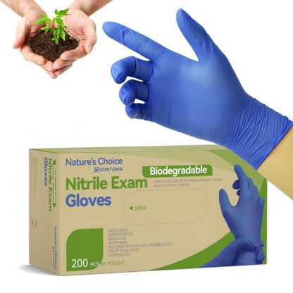 Jointown Biodegradable Nitrile Exam Gloves, Disposable Medical Surgical Gloves, Violet Blue, Latex Free, Food Safe - size: Medium