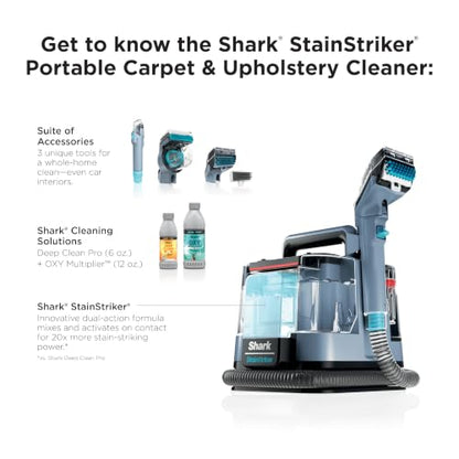 Shark StainStriker Portable Carpet/Upholstery Cleaner, 3 Tools, PX206BRN - style: StainStriker + 3 Tools + XL Cleaning Solutions