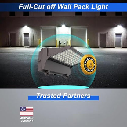 80W LED Full Cut-Off Wall Pack Light with Photocell, 5000K Wattage Tunable - size: 20/40/60/80W