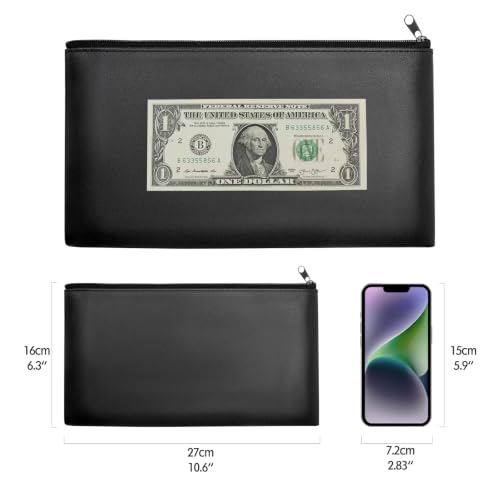 Cash Box with Key Lock – 0.7mm Steel Cash Drawer with Money Bag & Auto-Pop Coin Tray, 4 Upgraded Finger-Safe Bill Clips, Portable Register for Vendors, Business & Home, 11.8" x 9.5" x 3.5", Black-2 - color: Black-2