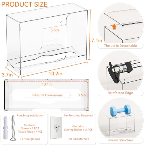 Cq Acrylic Wall Mount Multifold Paper Towel Dispenser & Box for Bathroom,Home -10.2x3.7x7.1 Inch - Clear Commercial Paper Towel Holder for Folded,Z Fold,C Fold,Trifold,Napkin,Hand Paper Towel
