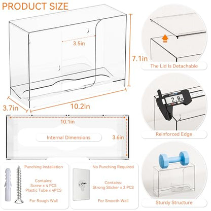 Cq Acrylic Wall Mount Multifold Paper Towel Dispenser & Box for Bathroom,Home -10.2x3.7x7.1 Inch - Clear Commercial Paper Towel Holder for Folded,Z Fold,C Fold,Trifold,Napkin,Hand Paper Towel