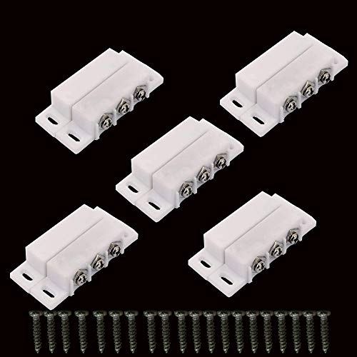 5Sets Magnetic Reed Switch, Magnetic Door Switch/Magnetic Contact Switch/Normally Open Closed NC NO Door Alarm Window Security, for DC 5V 12V 24V Light (white-31) - color: white-31