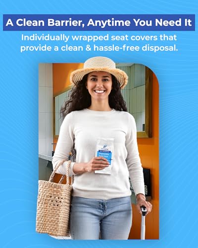 Disposable Toilet Seat Covers for Travel – Waterproof, Tear-Resistant XL Toilet Liners with 2 Layers of Protection – Individually Wrapped Travel Size Toiletries - 100 Count (10 Packs of 10) - size: 100 Count (10 Packs of 10)