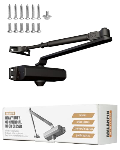 Heavy Duty Commercial Door Closer - Hydraulic Buffer, Durable, Positioning Feature, Aluminum Alloy Material (Black Large) - color: Black Large