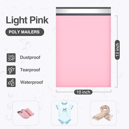 UCGOU Poly Mailers 10x13 Inch Light Pink 200 Pack Shipping Bags #4 Strong Mailing Envelopes Boutique Packaging Postal Self Seal Adhesive Waterproof and Tear Proof Small Business for Clothes Books - size: 10x13" 200PC