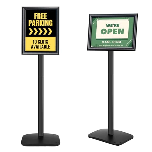 Heavy Duty Pedestal Sign Holder, 8.5 x 11" Floor Standing Sign Holder - color: Black, size: 8.5x11in