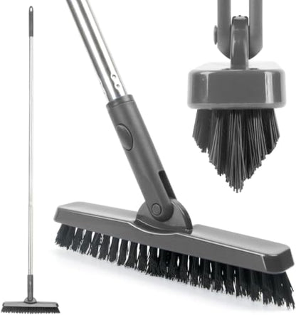 CELOX Grout Brush with Long Handle, 180°Rotation Tile Grout Cleaning Brush, Gray - color: Gray