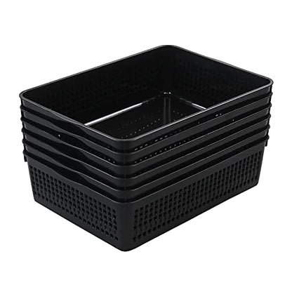 6 Pack Plastic A4 Letter Baskets, Black Office Basket Trays