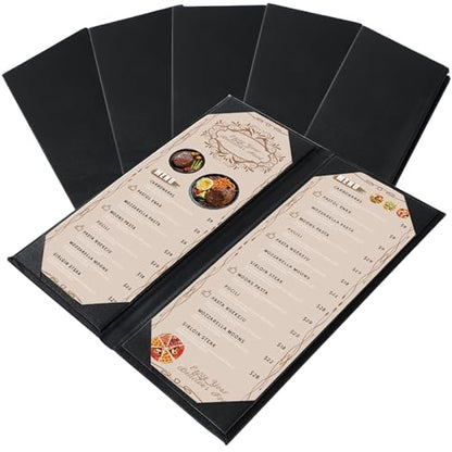 Menu Covers 4.25 x 11", 5 Pack 2 View Leather Restaurant Menu Holders - size: 2 Page 2 View