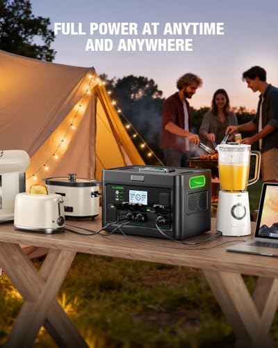 2400W Home Emergency Power Station with 200W Foldable Solar Panel Blackout Backup Generator - color: Light Green