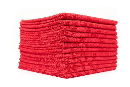 The Rag Company - All-Purpose Microfiber Terry Cleaning Towels - Commercial Grade, Highly Absorbent, Lint-Free, Streak-Free, Kitchens, Bathrooms, Offices, 300gsm, 12in x 12in, Red (12-Pack) - color: Red, size: 12in x 12in