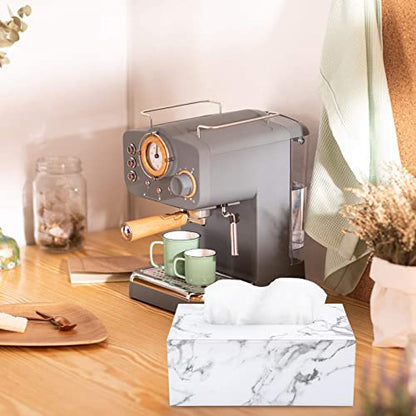 Sumnacon Tissue Box Cover Rectangle with Magnetic Bottom,Marble White,M - color: Marble White, size: Medium