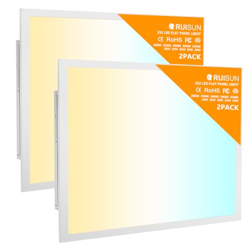 2 Pack 2x2 LED Flat Panel Lights with 5CCT Selectable, 4800LM, ETL - size: 2x2FT 2PACK