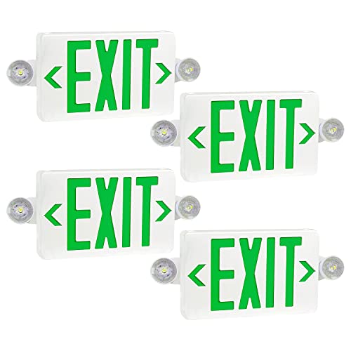 OSTEK Green LED Exit Sign with Emergency Lights