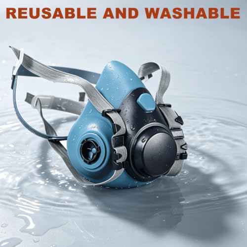 Reusable Half Face Cover Set, Half Face Shield Set with Safety Glasses for DIY Spray Paint, Resin, Cleaning, Woodworking
