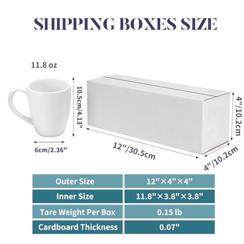 Shipping Boxes 12x4x4 Set of 25, White Corrugated Cardboard Box for Mailing Business Packaging - size: 12x4x4 Inches