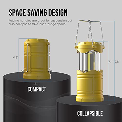 Lichamp LED Camping Lantern, 4 Pack Battery Powered Flashlight for Power Outages, Portable Collapsible Hanging Light Essential for Home, Outdoor, Emergency Lamp Survival Kit Gear for Hurricane, Yellow - color: Yellow
