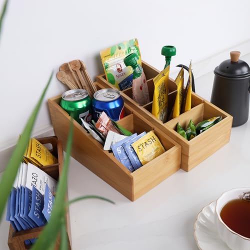 HTB 4-Section Snack Organizer with Removable Dividers for Kitchen 2 Pack
