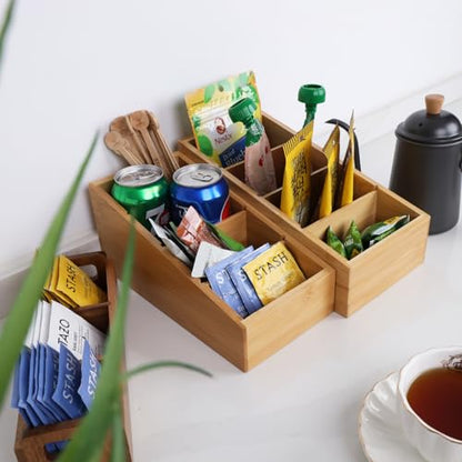 HTB 4-Section Snack Organizer with Removable Dividers for Kitchen 2 Pack