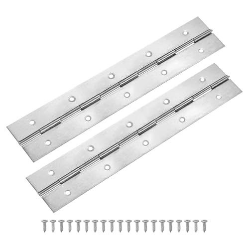 M METERXITY 2-Pack Piano Hinges, 10 Inch / 250mm Stainless Steel Continuous Piano Hinge with Holes and Screws for Cabinets Door/Storage Box [2X 0.04/ 50x 1mm Open Width Thick, Silver Tone] - color: Silver Tone, size: 10x2x0.04"