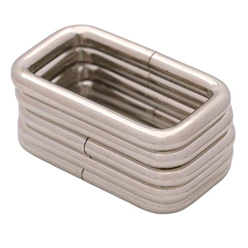 BIKICOCO Metal Rectangle Ring Buckles Square Strap Webbing Belt Rings for Bag Purse Non Welded 1-1/4 x 5/8 Inch - color: Silver X 20 Pcs