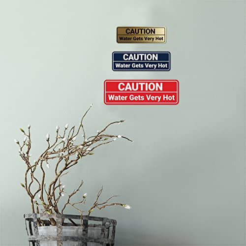 Standard Caution Water Gets Very Hot Sign (Black) - Medium 1 Pack - color: Black, size: 2.75 x 7" - Medium